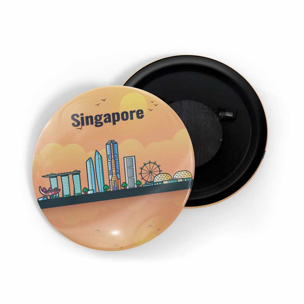 dhcrafts Fridge Magnet Orange Singapore Singapore Glossy Finish Design Pack of 1 (58mm)